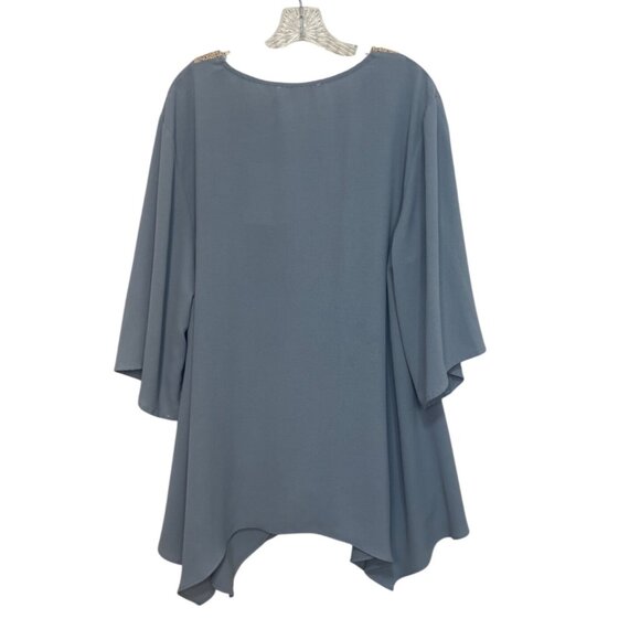 Hanna Nikole Tunic Top Womens Plus Size 22W Blue New Crochet Vneck - Picture 2 of 8